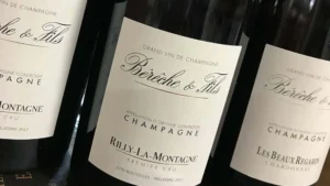 A photo of 3 bottles of Champagne Bérèche et Fils premier cru wine