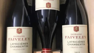 A photo of 3 bottles of 2015 Domaine Faiveley Latricières-Chambertin grand cru wine